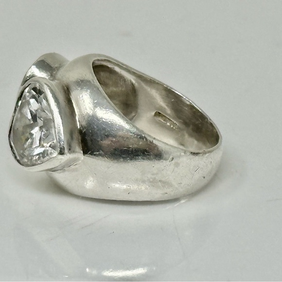 beautiful sterling silver ring double heart large rhinestone hearts - Picture 7 of 8